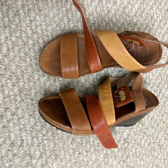 Karston gorgeous leather shoes Made in France. Size 38 wedge strappy heels brown - Picture 2 of 10